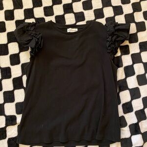 Black Ruffle Sleeve Top